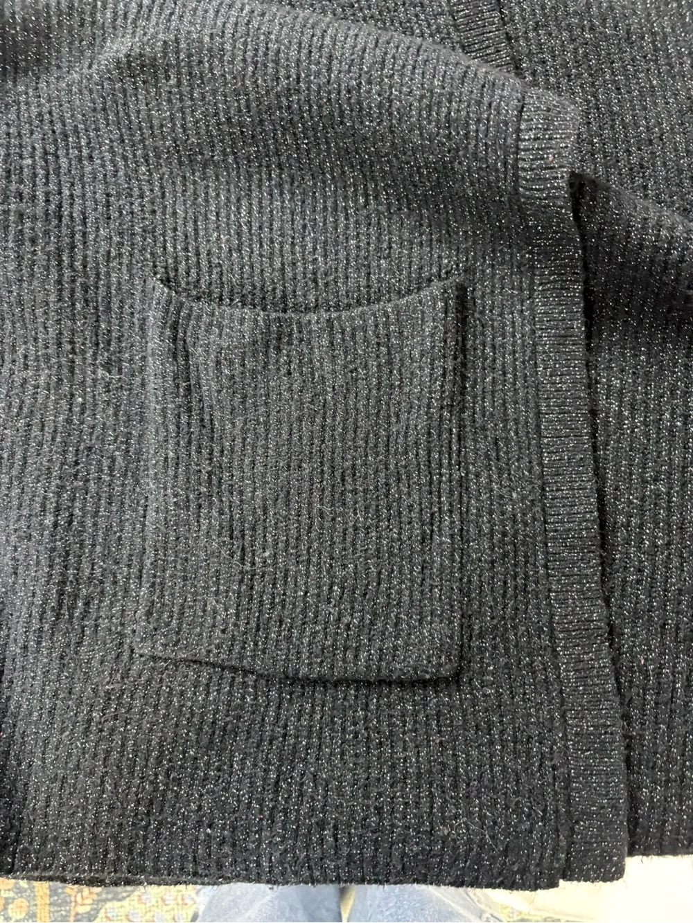 CAbi Black Open-Front Pocketed Knit Shrug